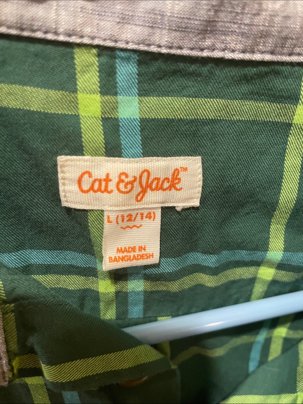 Cat & Jack Green Plaid Button-Down Shirt - Picture 2 of 2